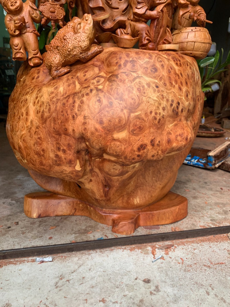 Di Lặc Ngũ Phúc Gỗ Nu Hương Vân Đẹp Cao 65cm