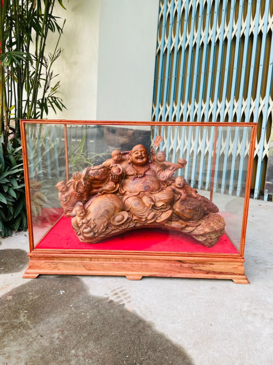 Di Lạc  Ngũ Phúc Toạ Bao Tiền Gỗ Sưa Bắc