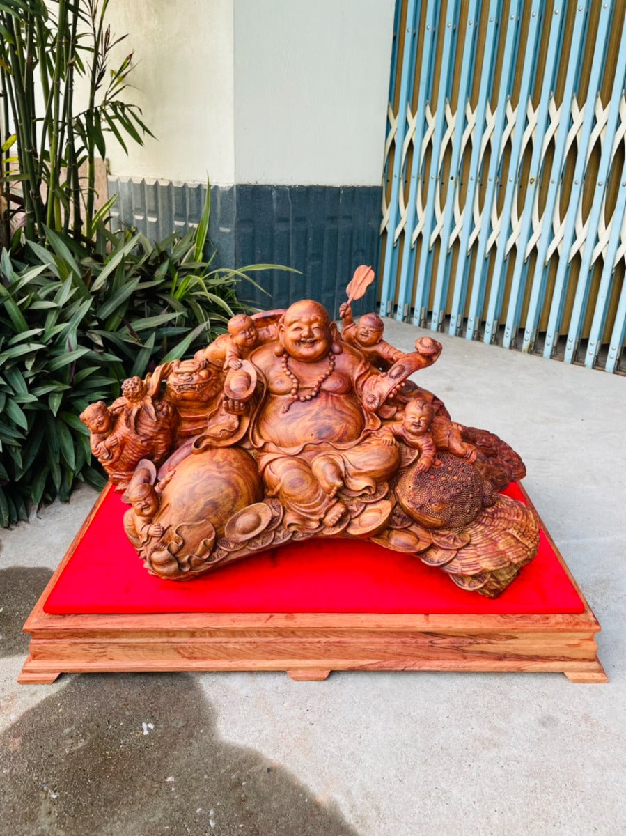 Di Lạc  Ngũ Phúc Toạ Bao Tiền Gỗ Sưa Bắc