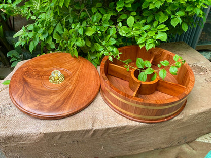 Khay Đựng Bánh Kẹo Cho Ngày Tết 5 Ngăn Cao Cấp Gỗ Hương Đá