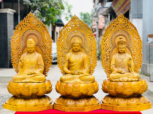 Tây Phương Tam Thánh Phật Ngồi Cao 88 Hàng Nghệ Nhân Chế Tác