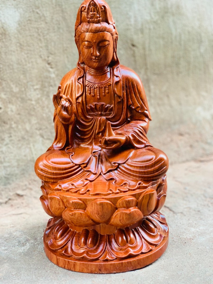 Quan Âm Tọa Đài Sen Cao 40cm - Mẫu Tiêu Chuẩn