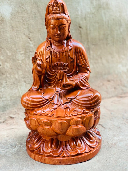 Quan Âm Tọa Đài Sen Cao 40cm - Mẫu Tiêu Chuẩn
