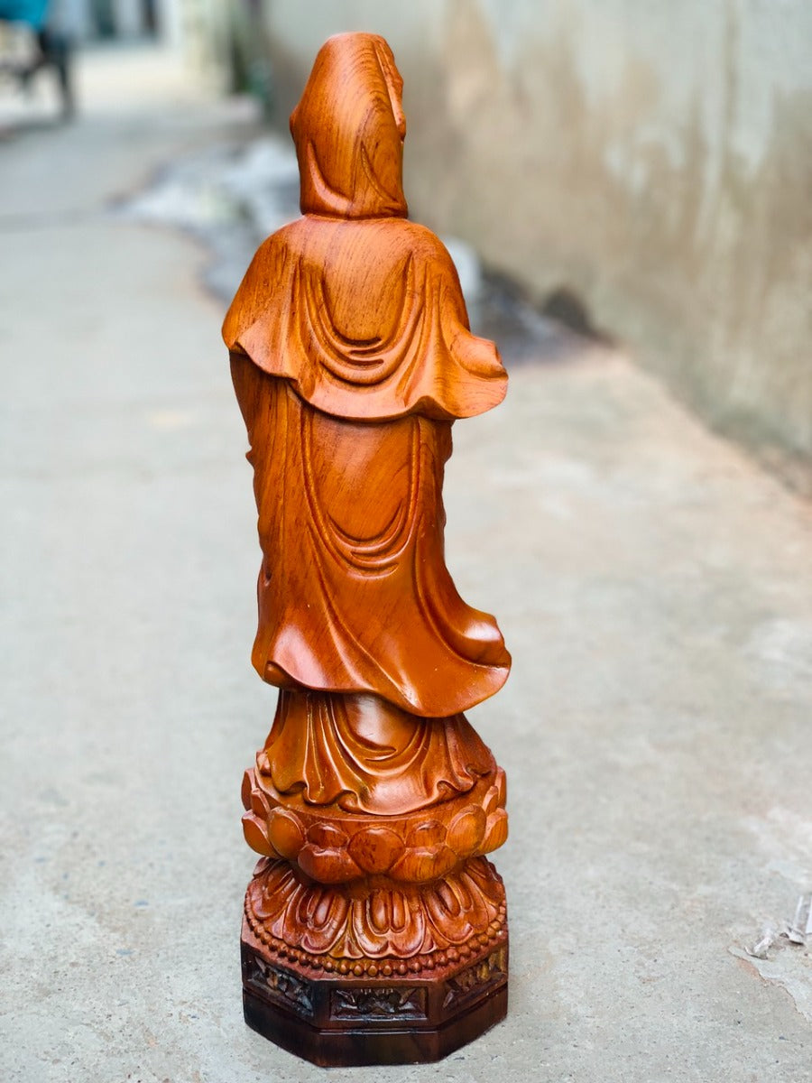 Quan Âm Bồ Tát Đứng Trên Đài Sen Sơn Giả Cổ Cao 40cm - Mẫu Tiêu Chuẩn