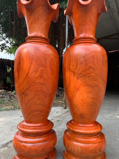 Cặp Lục Bình Gỗ Hương Đỏ Nam Phi Cao 160 cm