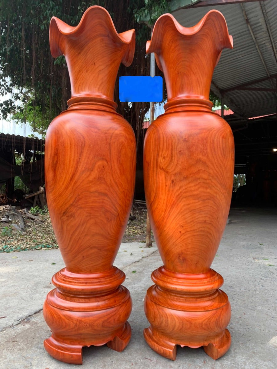 Cặp Lục Bình Gỗ Hương Đỏ Nam Phi Cao 160 cm