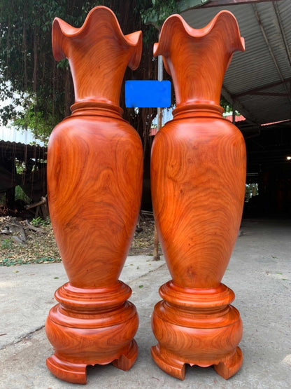 Cặp Lục Bình Gỗ Hương Đỏ Nam Phi Cao 160 cm