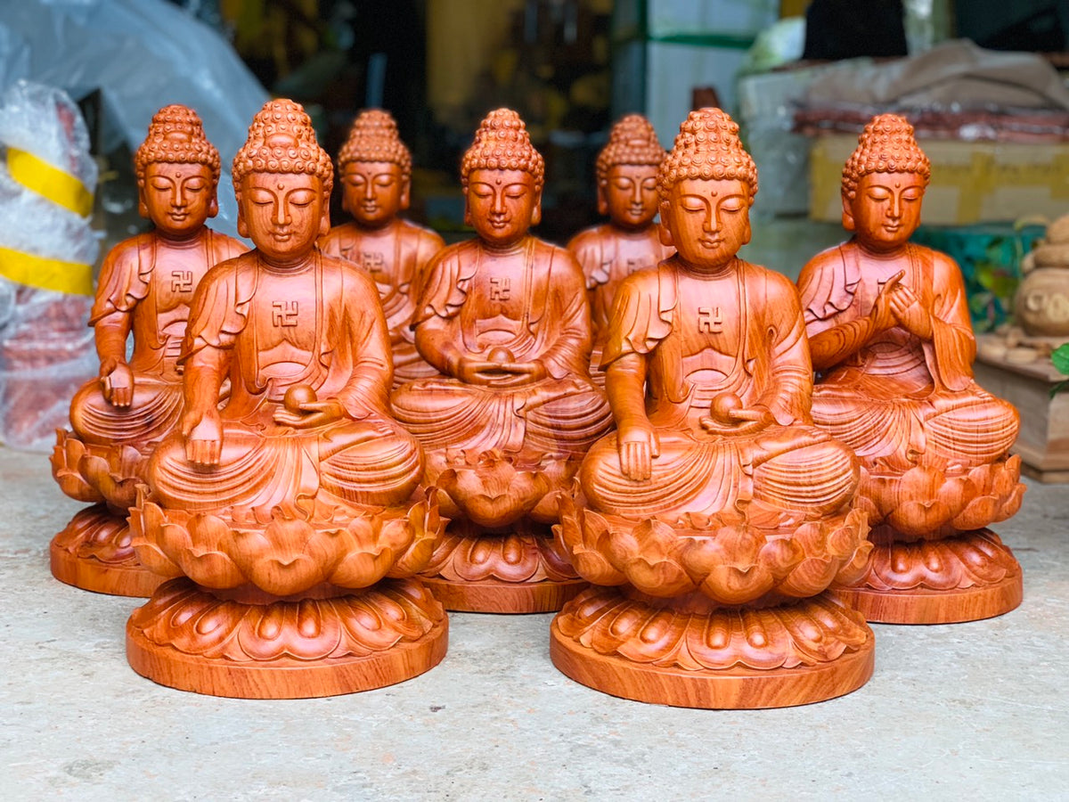 Tượng Thất Phật Dược Sư Gỗ Hương Cao 30