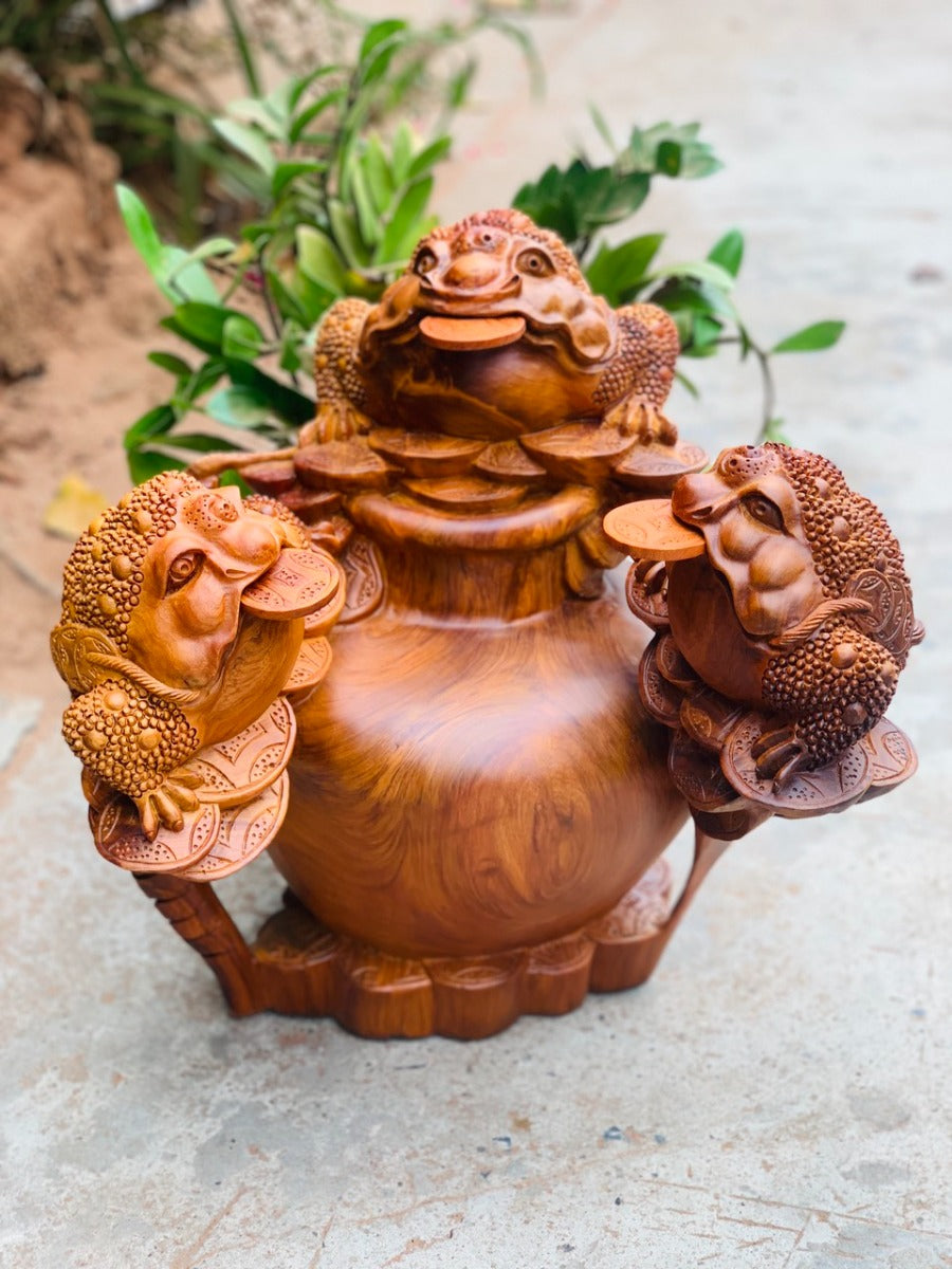 Tam Thiềm Thừ Trấn Chum  Tài Lộc  Gỗ Hương Cao 48