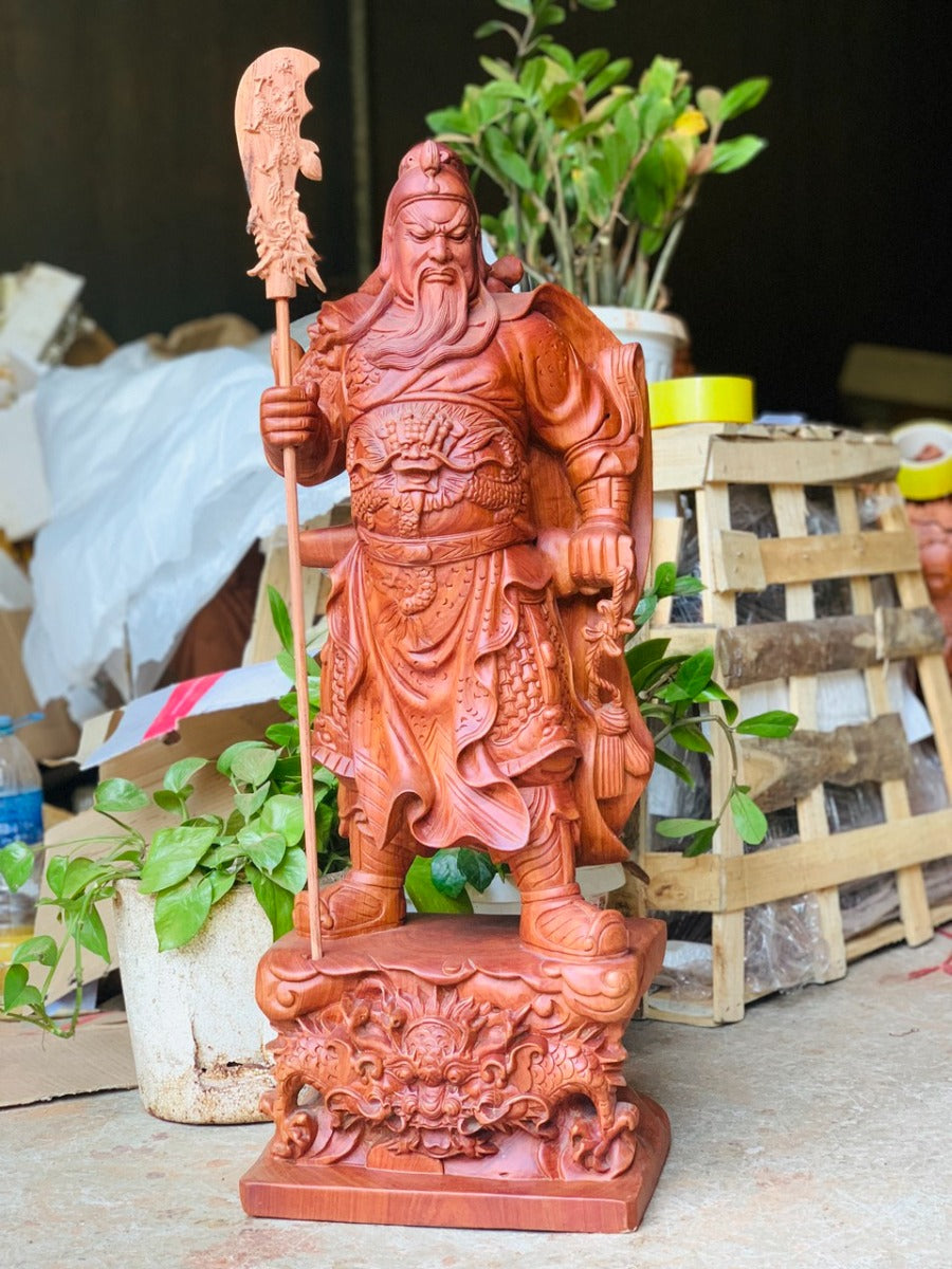 Tượng Quan Công Chống Đao Đứng Đế Đầu Rồng 80