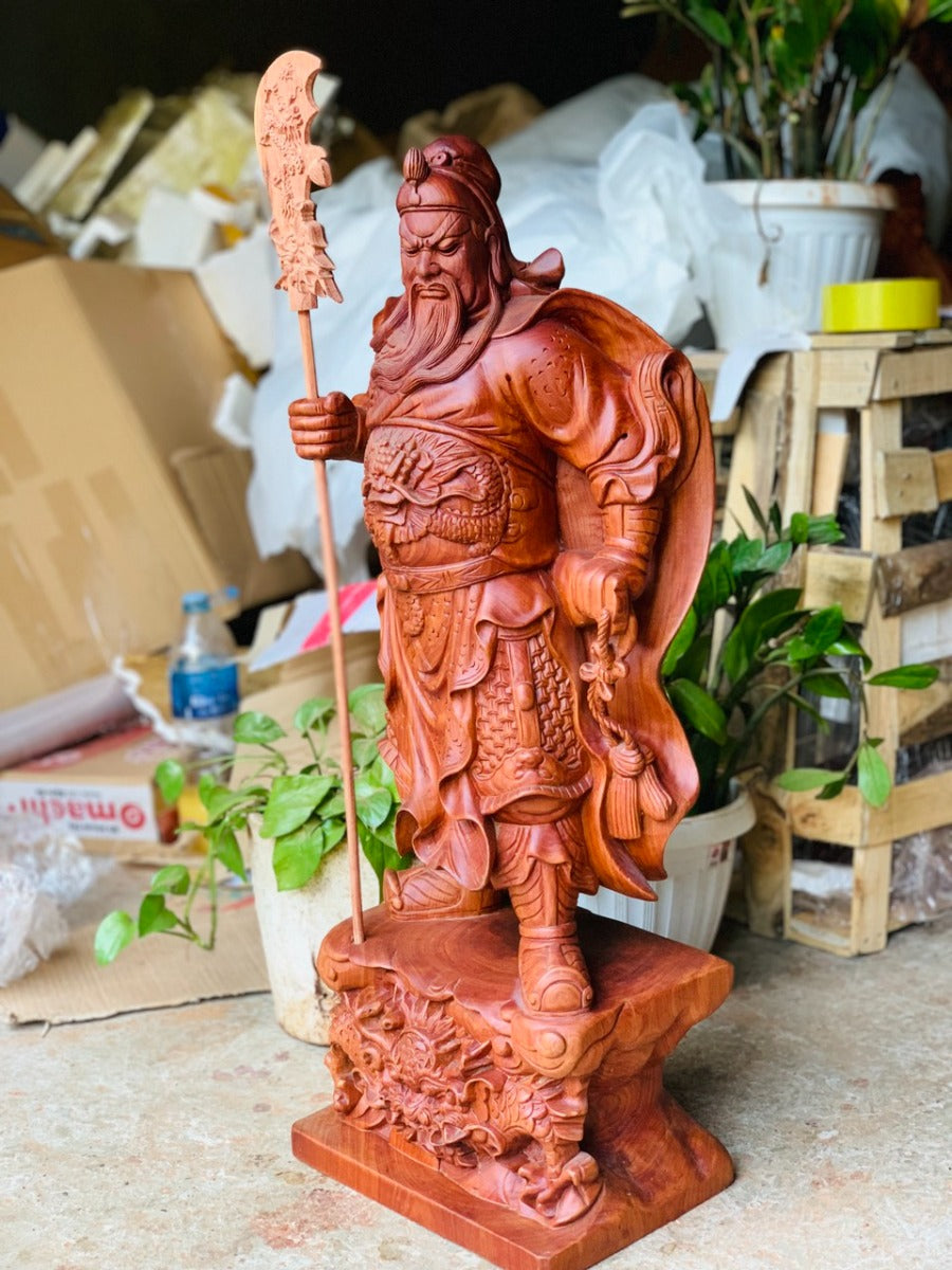 Tượng Quan Công Chống Đao Đứng Đế Đầu Rồng 80