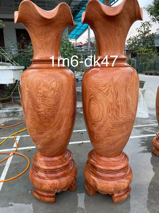 Cặp Lục Bình Nguyên Khối Gỗ Hương Đá Cao 1 mét 6