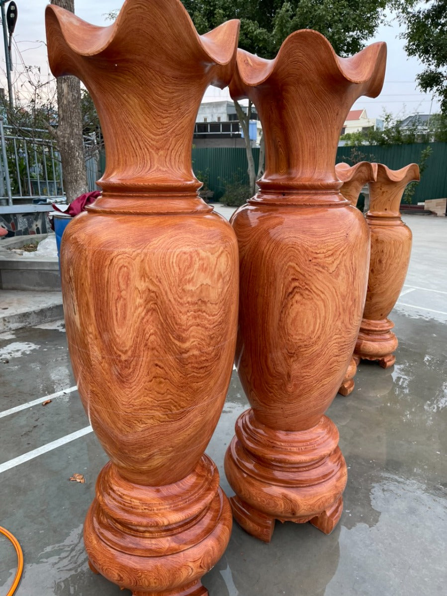 Cặp Lục Bình Nguyên Khối Gỗ Hương Đá Cao 1 mét 6