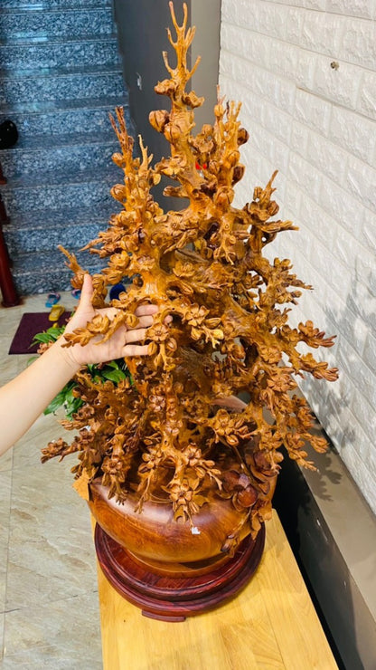 Bình Mai Phú Quý Tái Lộc Bằng Gỗ Hương Cao 1m