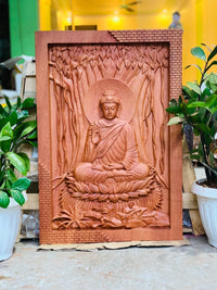 Tranh Gỗ Phật Thích Ca Mâu Ni Ngồi Thiền