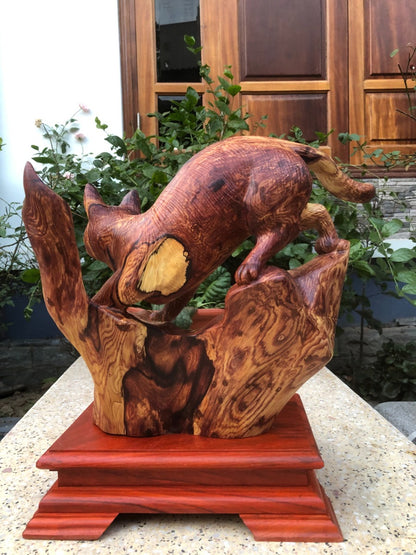 Tượng Gỗ Linh Vật Con Mèo