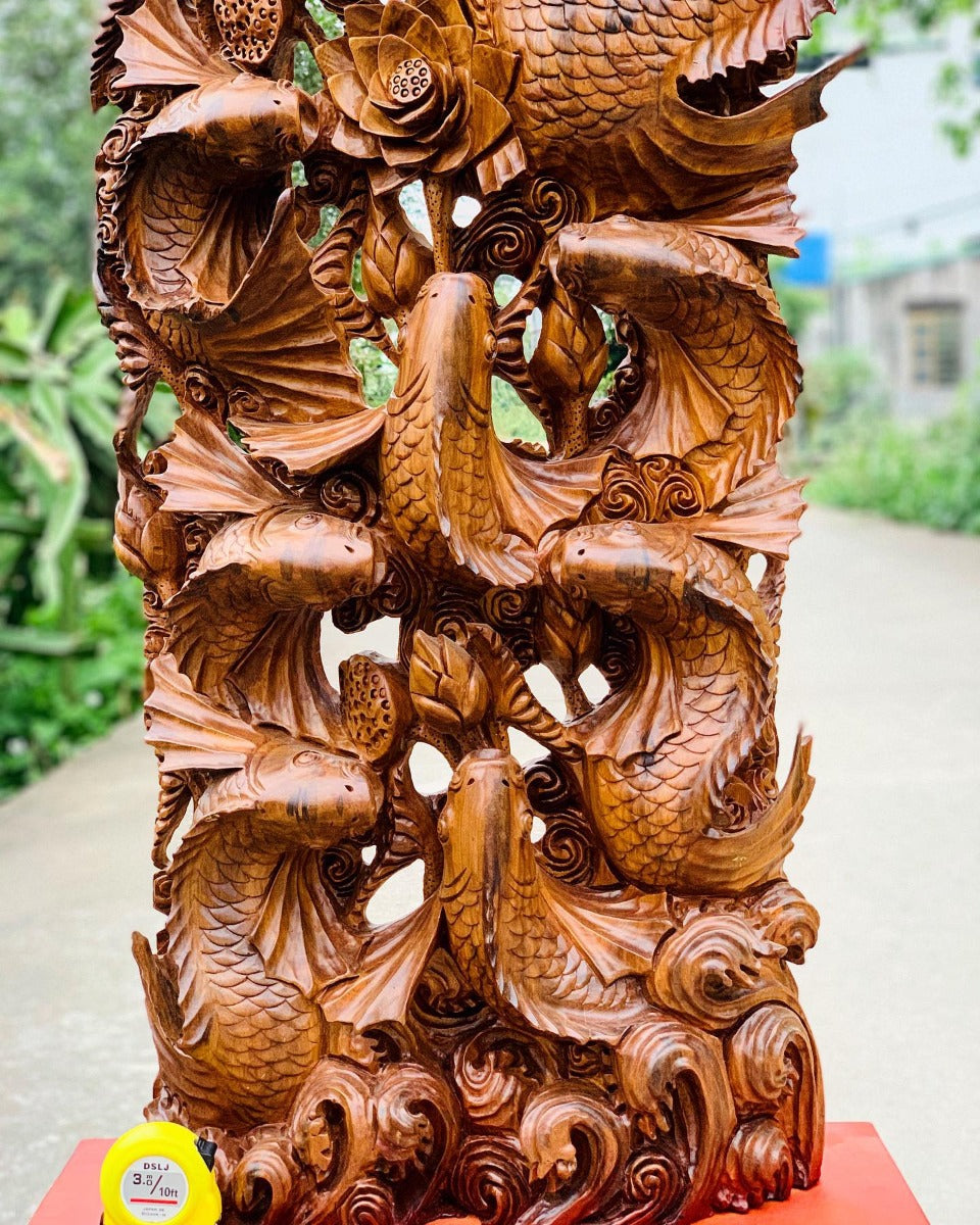 Tượng Cửu Ngư Vượt Vũ Môn  Hóa Rồng