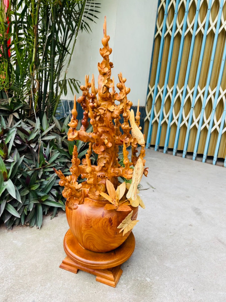 Bình gỗ hoa mai Làm Bằng Tay Để Trang Trí Nội Thất