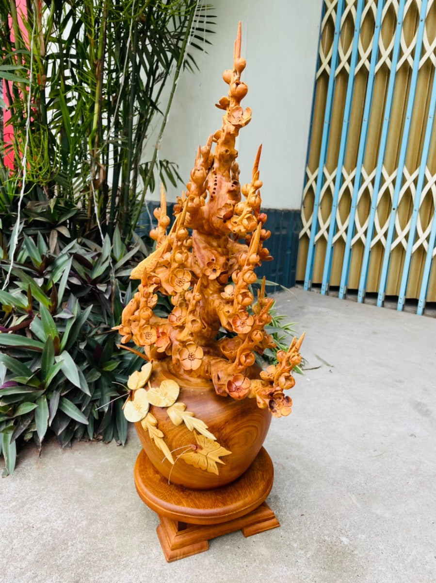 Bình gỗ hoa mai Làm Bằng Tay Để Trang Trí Nội Thất
