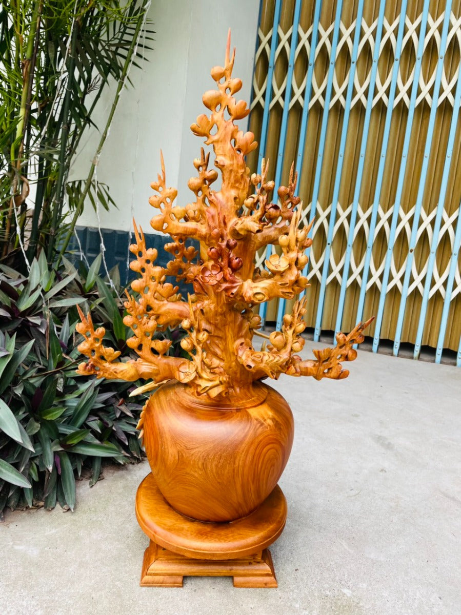 Bình gỗ hoa mai Làm Bằng Tay Để Trang Trí Nội Thất