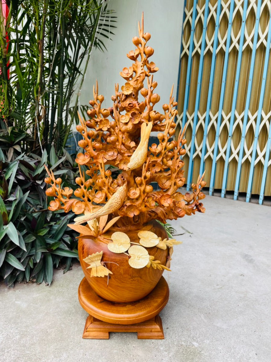 Bình gỗ hoa mai Làm Bằng Tay Để Trang Trí Nội Thất