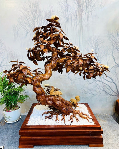 Tiểu Cảnh Đẹp - Cây Gỗ Sưa Đỏ kết hợp Hoa Ngà Tinh Tế