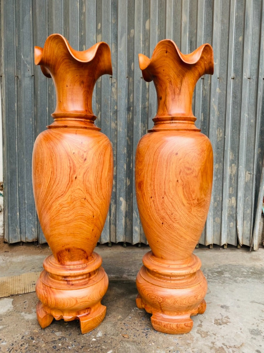 Cặp Lục Bình Gỗ Hương Đá Cao 1m