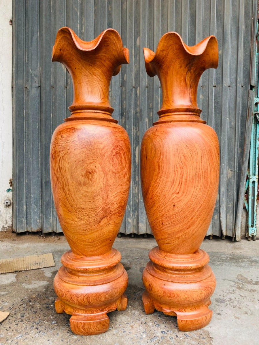 Cặp Lục Bình Gỗ Hương Đá Cao 1m