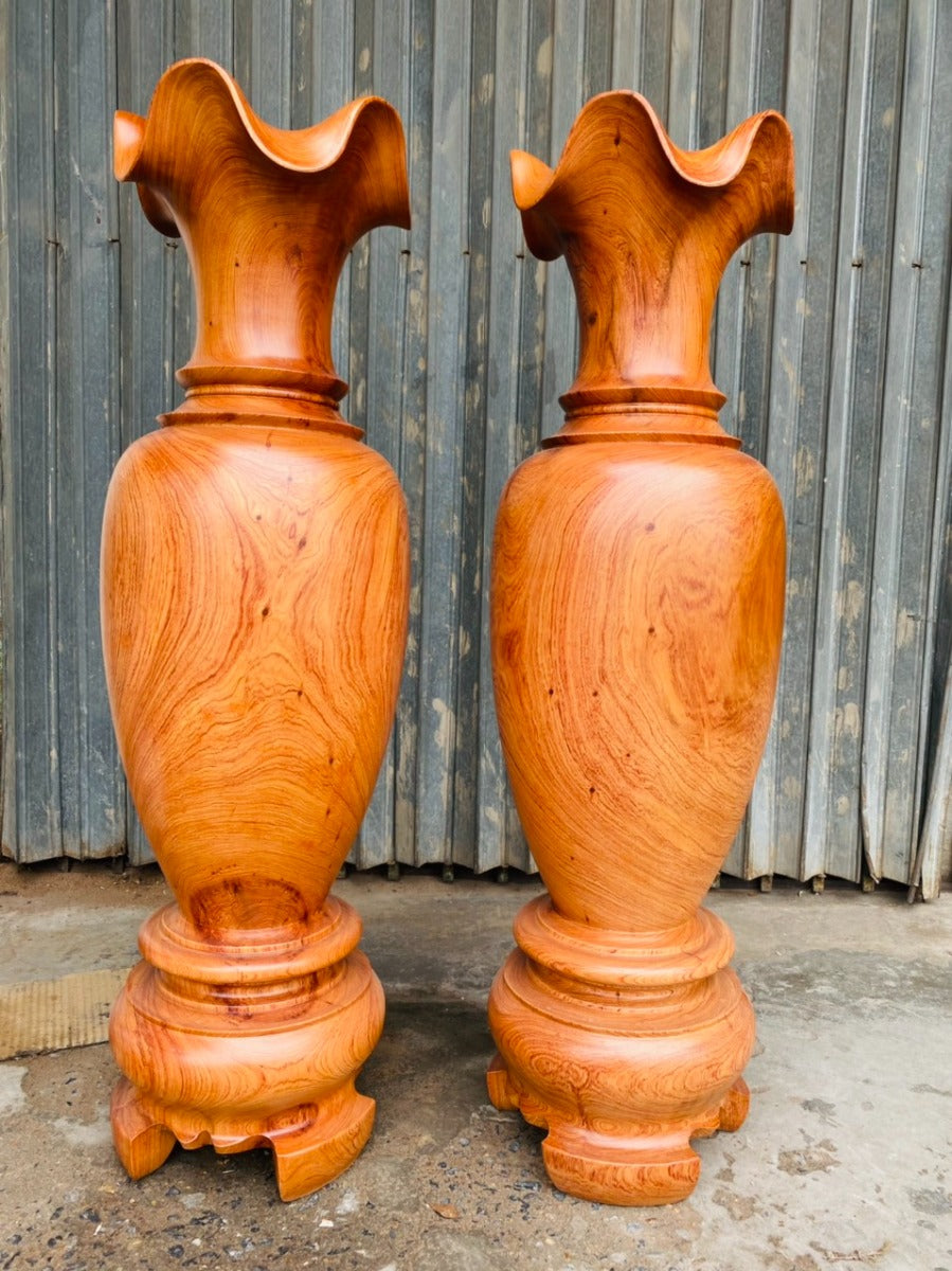 Cặp Lục Bình Gỗ Hương Đá Cao 1m