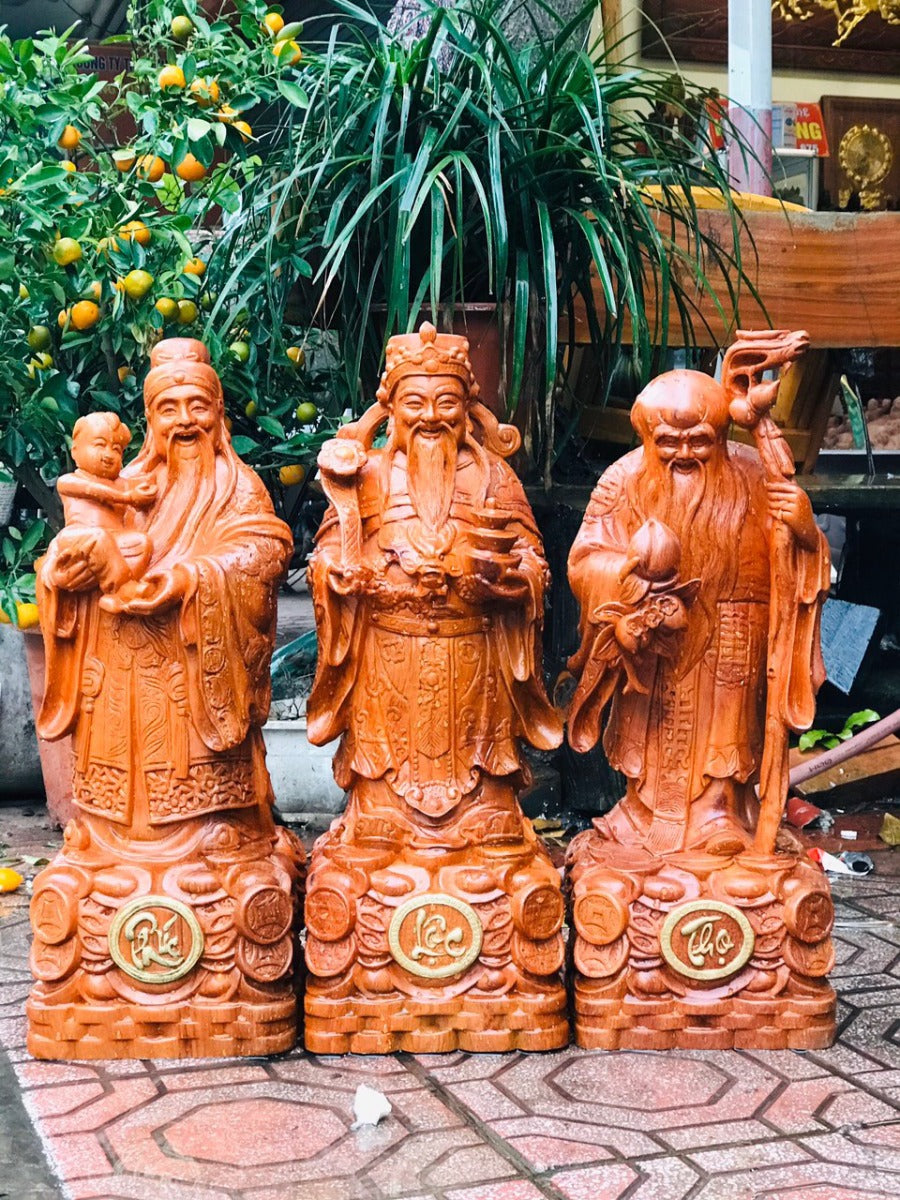 Tam Đa Phúc Lộc Thọ Đứng Thỏi Vàng Cao 60cm