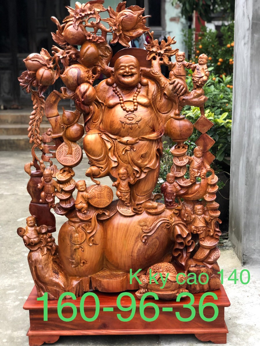 Siêu Phẩm Di lặc Cửu Phúc Gỗ Hương Việt Đứng Cao 1m40