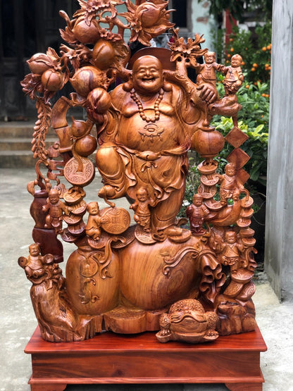 Siêu Phẩm Di lặc Cửu Phúc Gỗ Hương Việt Đứng Cao 1m40