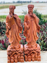 Tượng Quân Sư Gia Cát Lượng Cầm Quạt Đứng Trên Đế Tùng