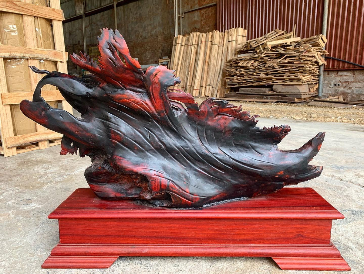 Tượng Gỗ Cá Rồng Kim Long Phong Thủy