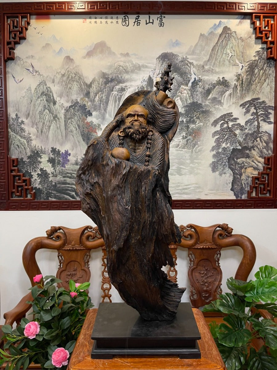 Cụ Đạt Ma Sư Tổ Gỗ Lũa Bách Xanh Mộc Châu