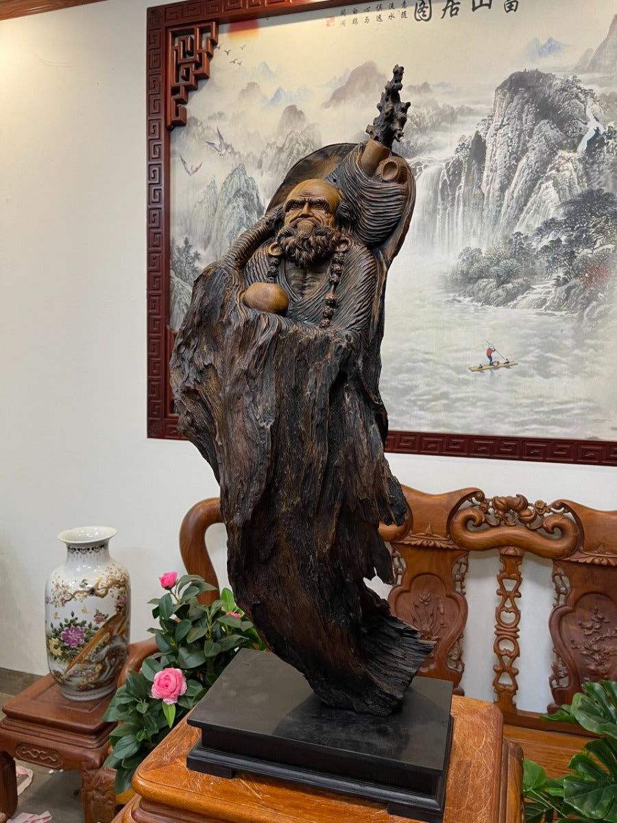 Cụ Đạt Ma Sư Tổ Gỗ Lũa Bách Xanh Mộc Châu