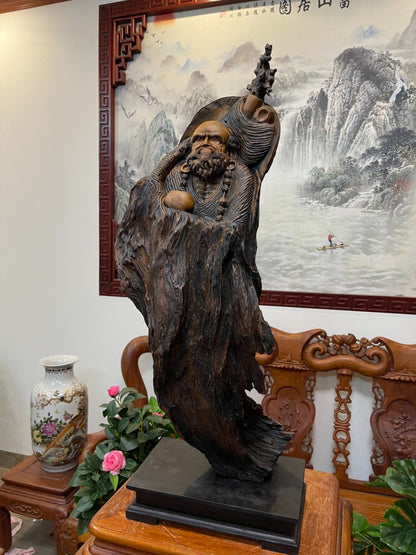 Cụ Đạt Ma Sư Tổ Gỗ Lũa Bách Xanh Mộc Châu