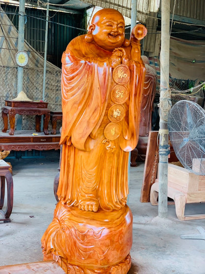 Di Lặc Chúc Phúc cao 2m2 Gỗ Hương Đỏ
