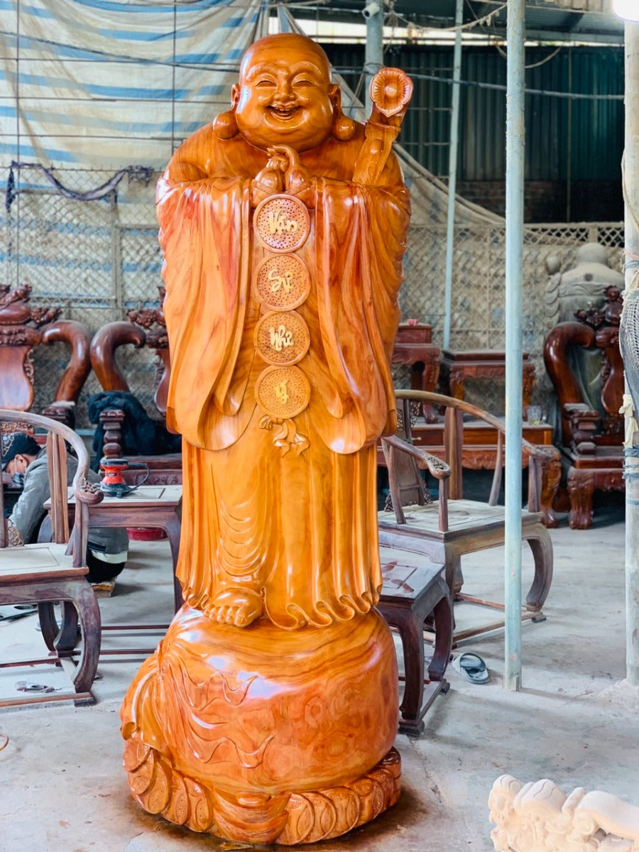 Di Lặc Chúc Phúc cao 2m2 Gỗ Hương Đỏ
