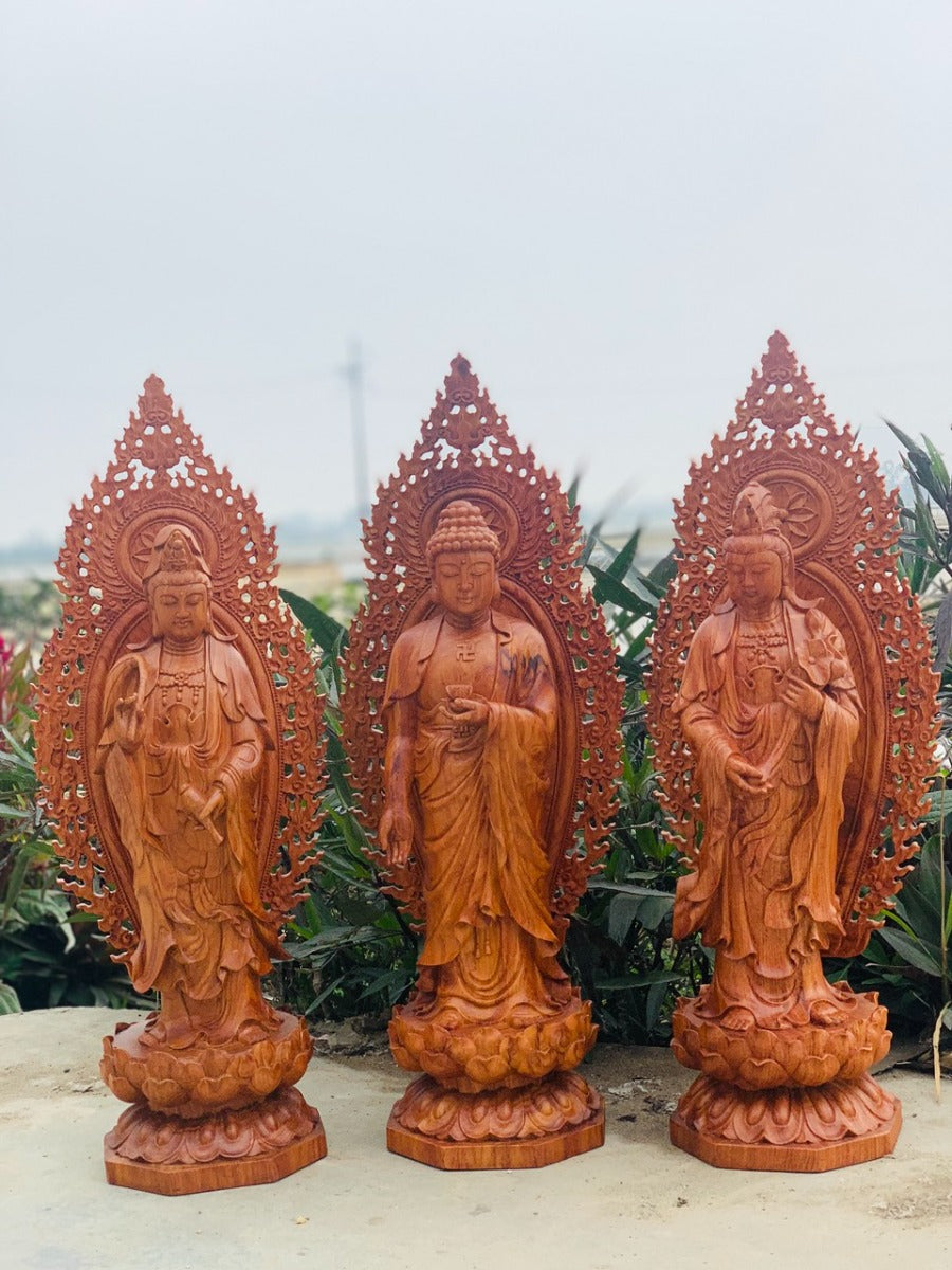 Bộ Tam Thánh Cao 50  Có Lá Đề Đứng Đài Sen