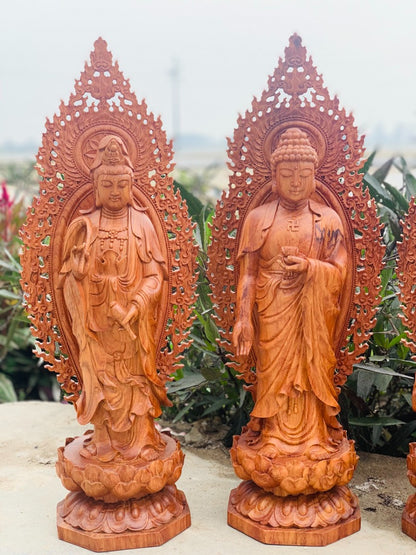 Bộ Tam Thánh Cao 50  Có Lá Đề Đứng Đài Sen