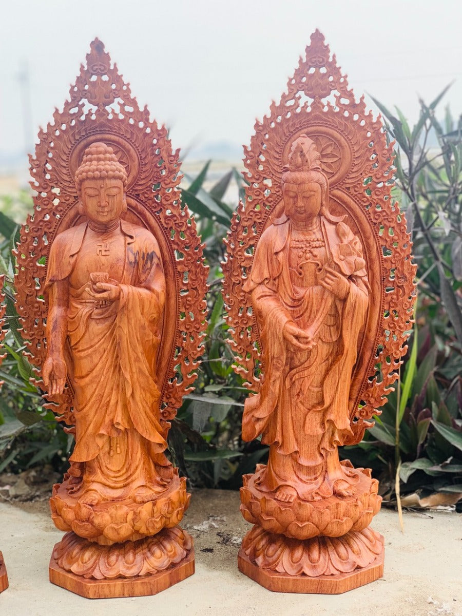 Bộ Tam Thánh Cao 50  Có Lá Đề Đứng Đài Sen