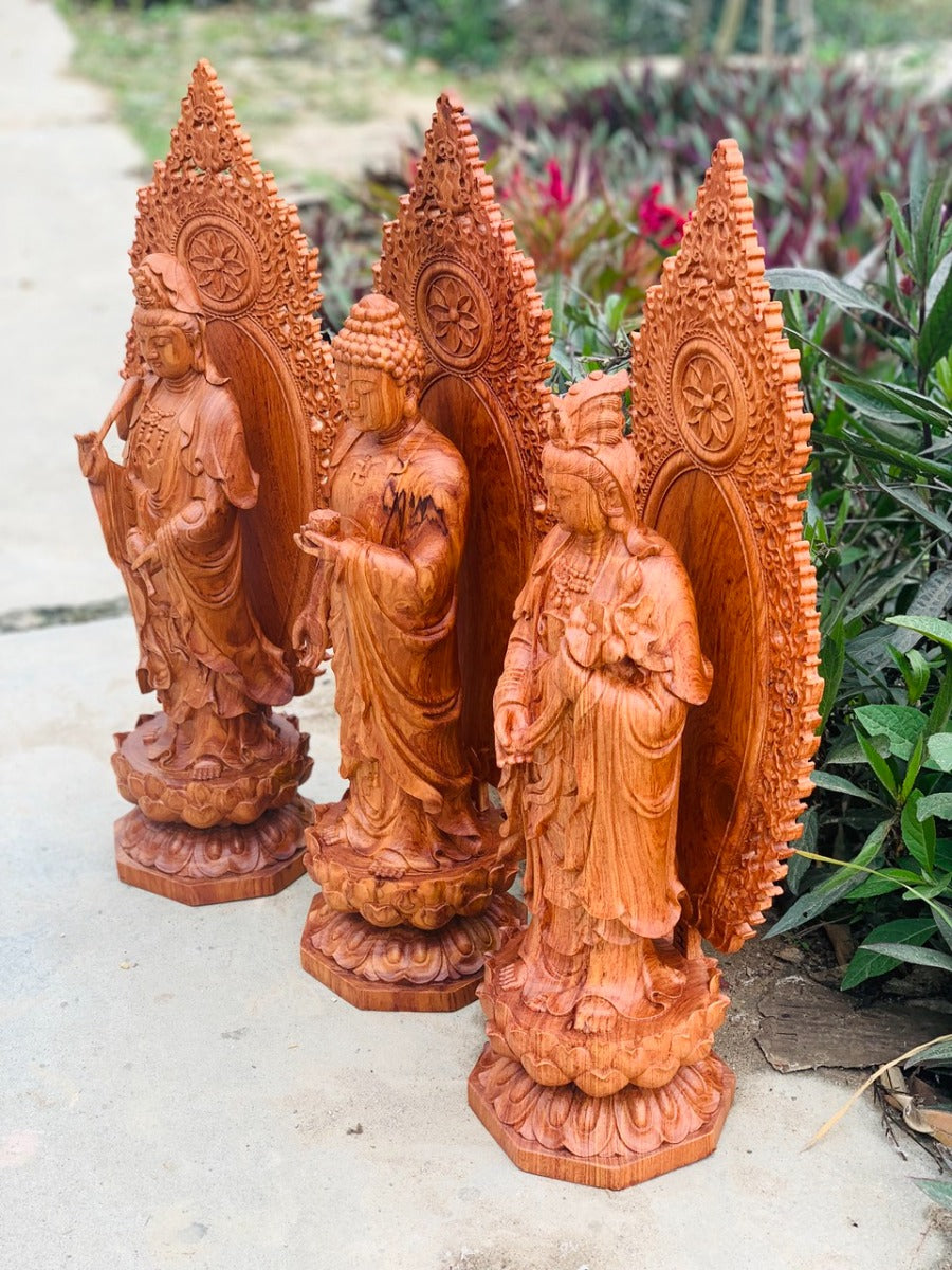 Bộ Tam Thánh Cao 50  Có Lá Đề Đứng Đài Sen
