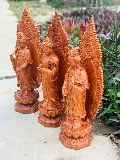 Bộ Tam Thánh Cao 50  Có Lá Đề Đứng Đài Sen