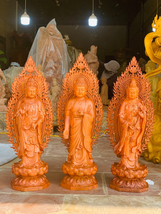 Bộ Tam Thánh Cao 50  Có Lá Đề Đứng Đài Sen