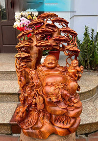 Tượng Di lặc Nhị Phúc Nét Đẹp Ngự Gốc Tùng