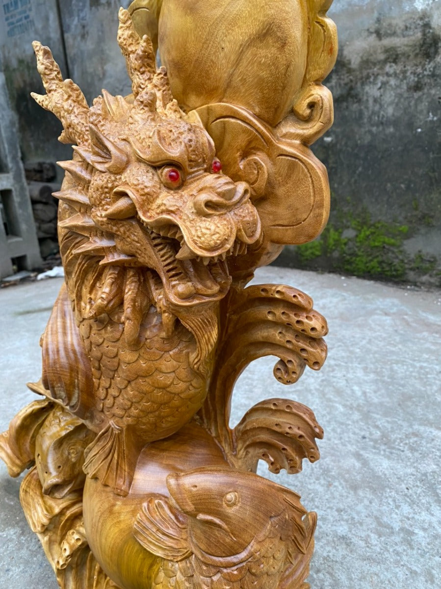 Cá Chép Vượt Vũ Môn Hoá Rồng Gỗ Xá Xị