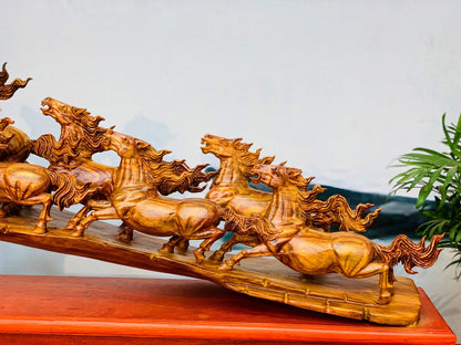 Tượng Ngựa Bát Mã Gỗ Sưa Đỏ Bắc