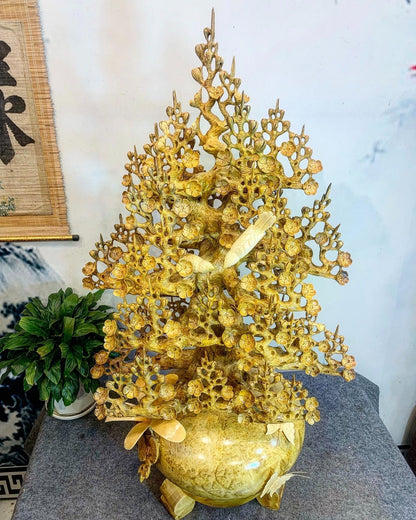 Bình Hoa Mai Phú Quý Gỗ Nu Kháo Vàng