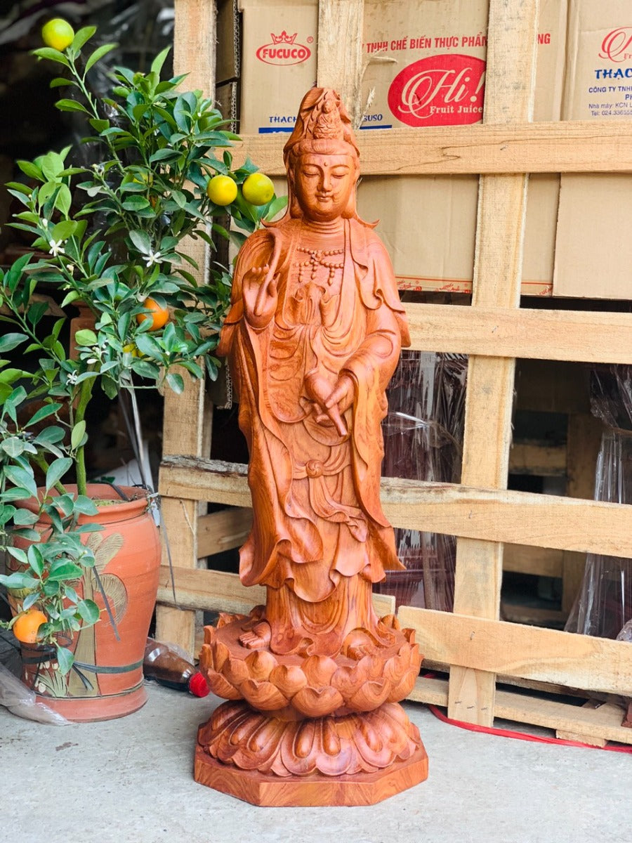 Quán Âm Đứng Đài Sen Cao 80cm